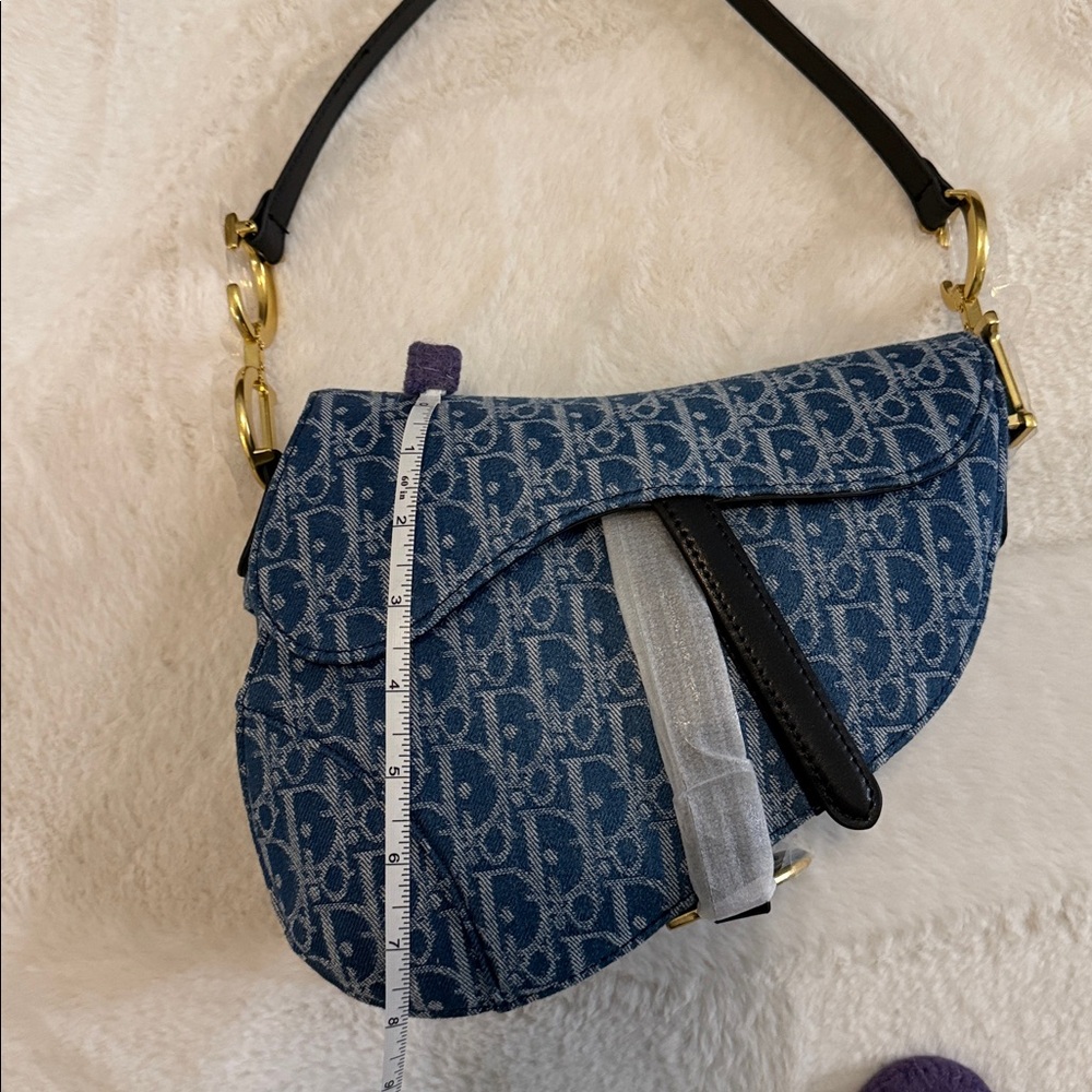Dior Style Blue and Gray Shoulder Bag - Picture 7 of 8